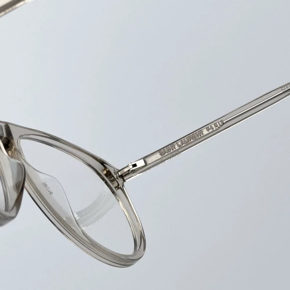 Saint Laurent Men BRAND NEW Eyeglasses Transparent Beige Pilot SL667OPT 003 - Picture 8 of 11